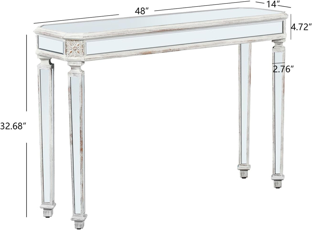 48'' Mirrored Console Table Vintage Sofa Table for Living Room Office...