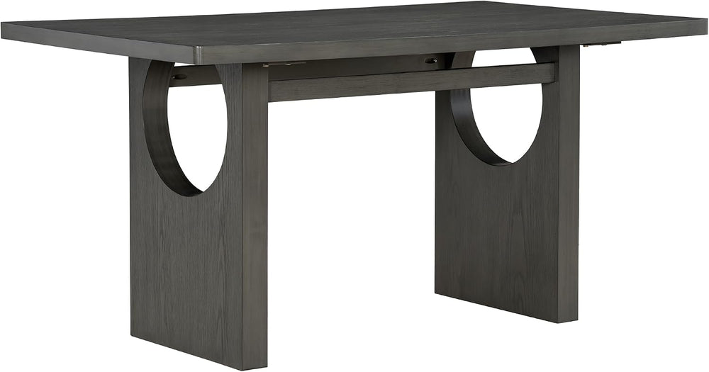 Merax Wood Dining Table Set for 6, Rectangular Tabletop/Upholstered Chairs/Re...