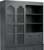 Tall Farmhouse Kitchen Pantry Storage Cabinet，47.2x15.7x75inch Freestanding Buffet with Hutch,Kitchen Pantry Cabinet with 4 Drawers,Door Shelves and Pull-out Trays for Dining room,Living Room,Gray