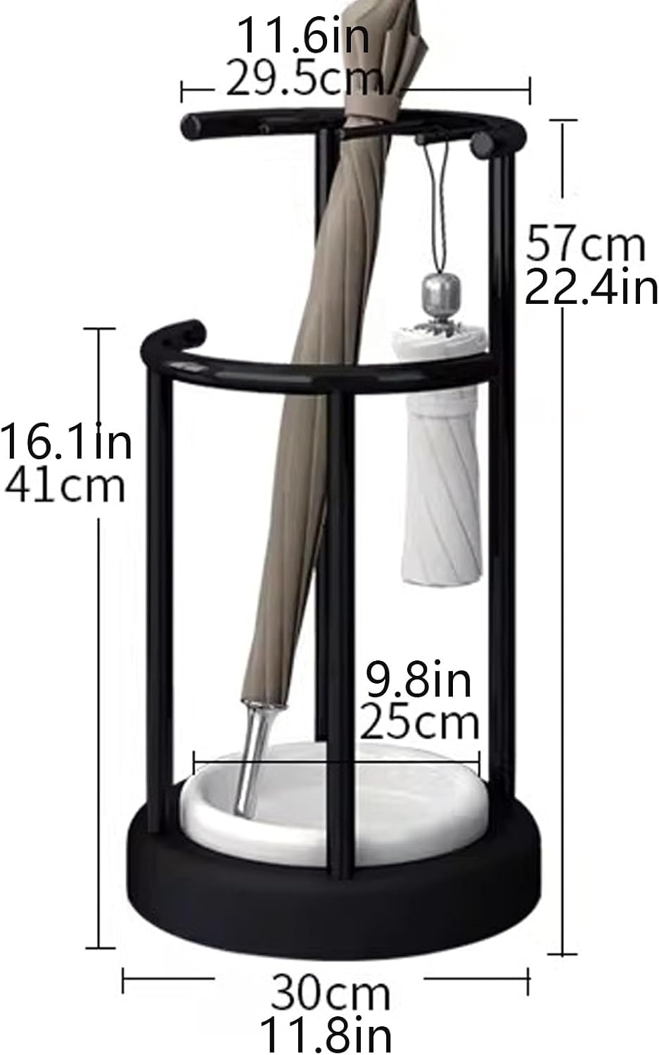 Metal Umbrella Stand, Modern Holder with Removable Water Tray, Standing Cane Storage Organizer for Home, Office, Hotel