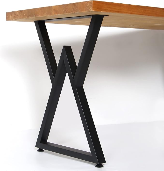 SSS Furniture Metal Desk Legs H28 x W20, Industrial & Rustic Style V Shape Table Legs with Adjustable Protector Feet, DIY Table Legs, Metal Legs for Furniture, Black, Set of 2