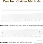 Acrylic Necklace Holder 2 Pack Wall Mounted Necklace Organizer Hanging Jewelry Organizer with 12 Hooks for Necklaces, Bracelets, Rings and Bangles Display（White）
