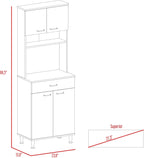 23.6" D*13.9" W*66.5" H Kitchen Pantry with 19.9" Drawer, 3 Shelves & 2 Double Doors, Sliver Door Handles, Farmhouse Rectangular Storage Cabinet, for Living Room, Dining Room, White
