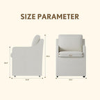 Upholstered Dining Chairs Set of 2, Modern Rolling Linen Dining Chairs with Casters,Swivel Armchair with Storage for Reading Room Kitchen Dining Room (Cream)