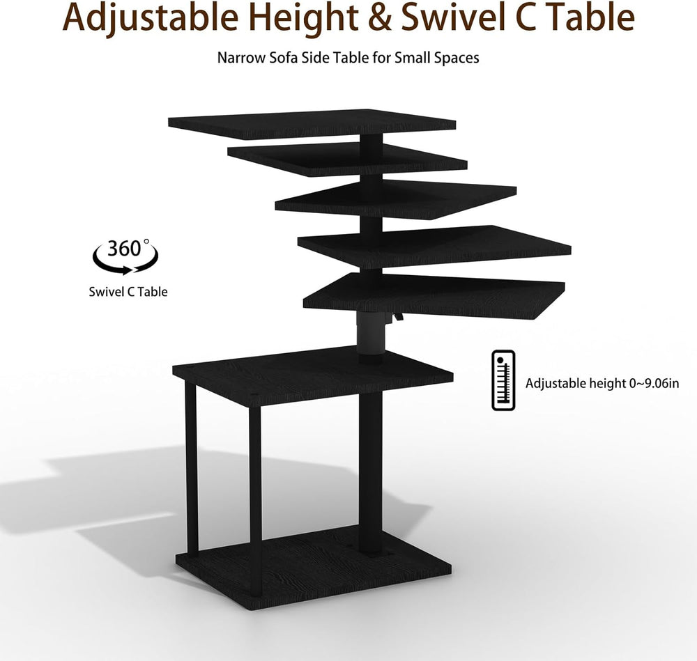 Faesun Swivel Side Table for Couch Arm, Adjustable C End Table for Recliner o...