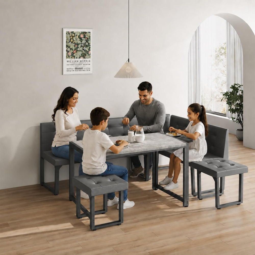 XIAO WEI Corner Dining Table Set for Small Spaces, 70 Inch Breakfast Nook wit...