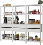 Madesa Kitchen Pantry Storage Rack with 6 Drawers and Open Shelves 82" L Multiuse Modular Cabinet for Kitchen Organization (White)