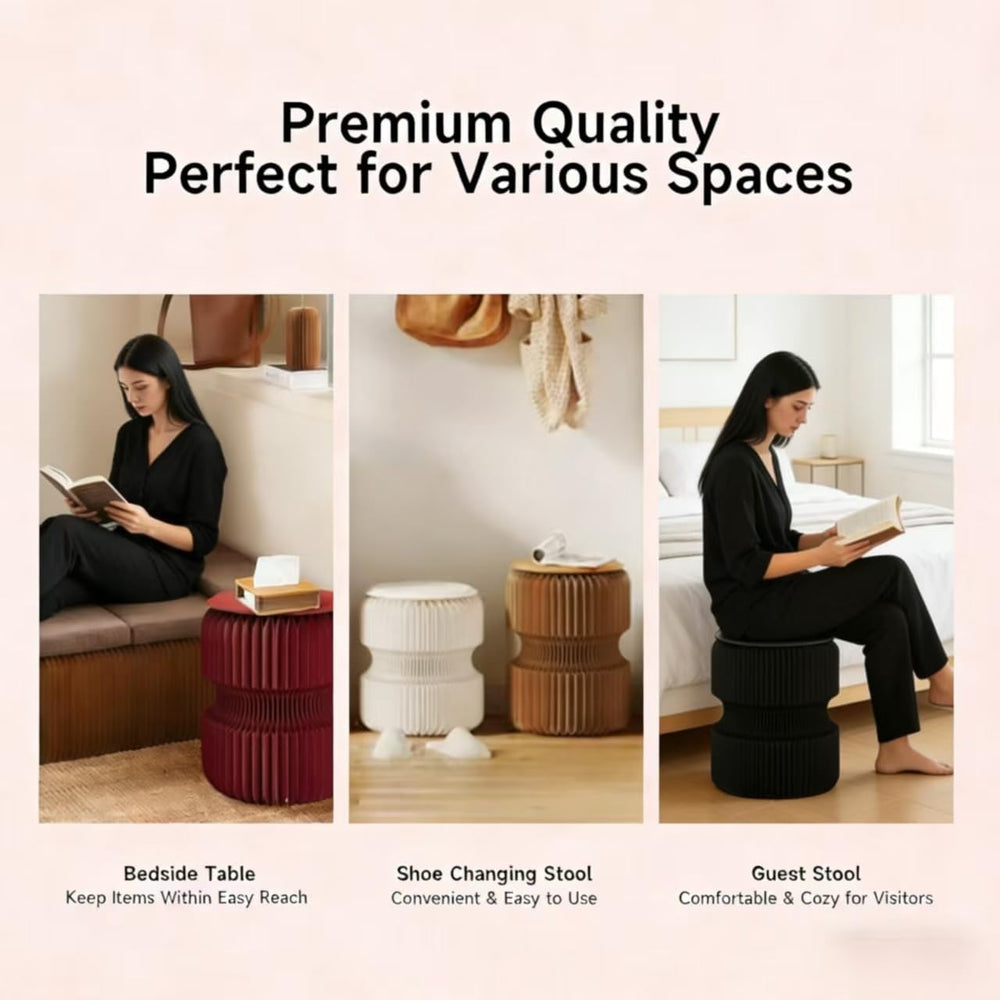 14" Space-Saving Folding Stool - 660lb Load Capacity Honeycomb Paper Ott...