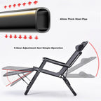 Portable Lounge Chairs Folding Reclining Chairs Sun Patio Chaise Pool Lawn Chaise with Soft Cushion(Recliner)