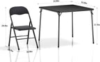 VECELO Folding Card Table and Chair Set of 5 Foldable with Padded Upholstery Tabletop, Metal, Black