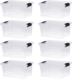 Superio Storage Bins with Lids- 8 Pack, 6.6 Qt Clear Boxes for Organizing, Stackable Plastic Containers- BPA Free, Non-Toxic, Odor Free, Organizer for Home, Office, Dorm