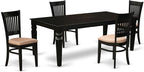 East West Furniture LGVA5-BLK-C 5 Piece Dining Room Furniture Set Includes a Rectangle Kitchen Table with Butterfly Leaf and 4 Linen Fabric Upholstered Chairs, 42x84 Inch, Black