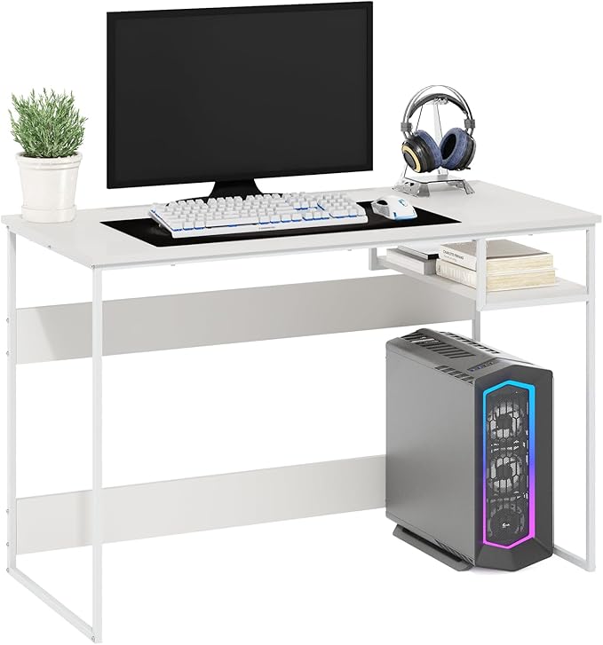 Furinno Moretti Modern Lifestyle Study Desk, 45, Solid White/White