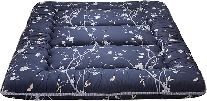 MAXYOYO Japanese Floor Mattress Futon Mattress, 4" Thicken Tatami Mat Sleeping Pad Foldable Roll Up Mat Boys Girls Dormitory Pad Kids Floor Lounger Pillow Bed, Charcoal Grey, Queen Size