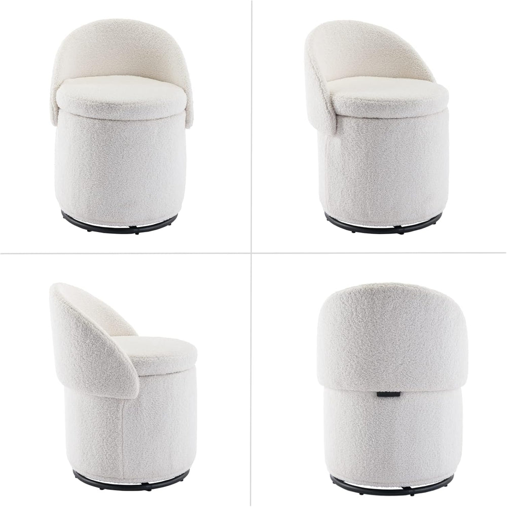 HEAH-YO Modern Vanity Stool Set of 1, Swivel Vanity Ottoman Stool with Storag...
