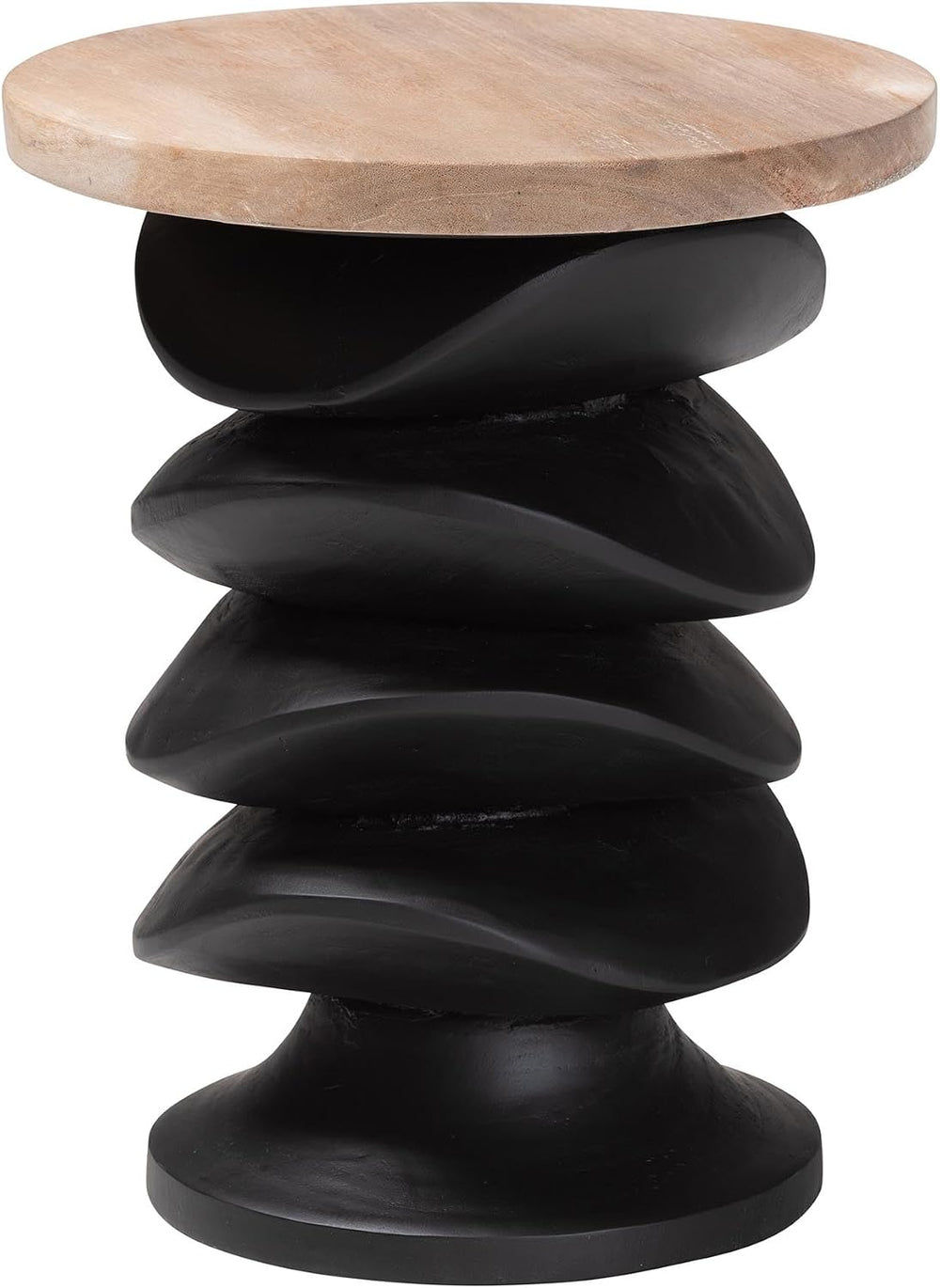 Bali & pari Ziva End Table with Petrified Wood Top - Pedestal Accent Side...