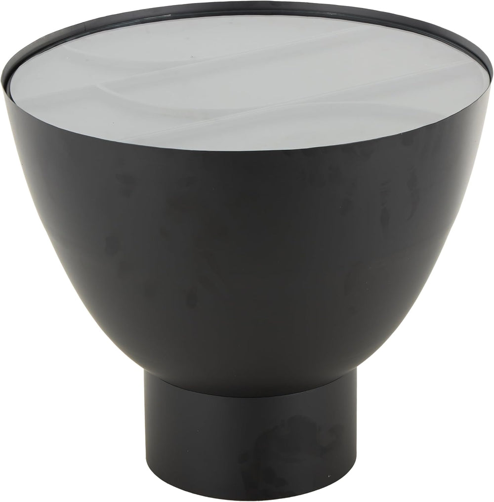 Deco 79 Metal Geometric Side End Accent Table End Table with Glass Tabletop a...