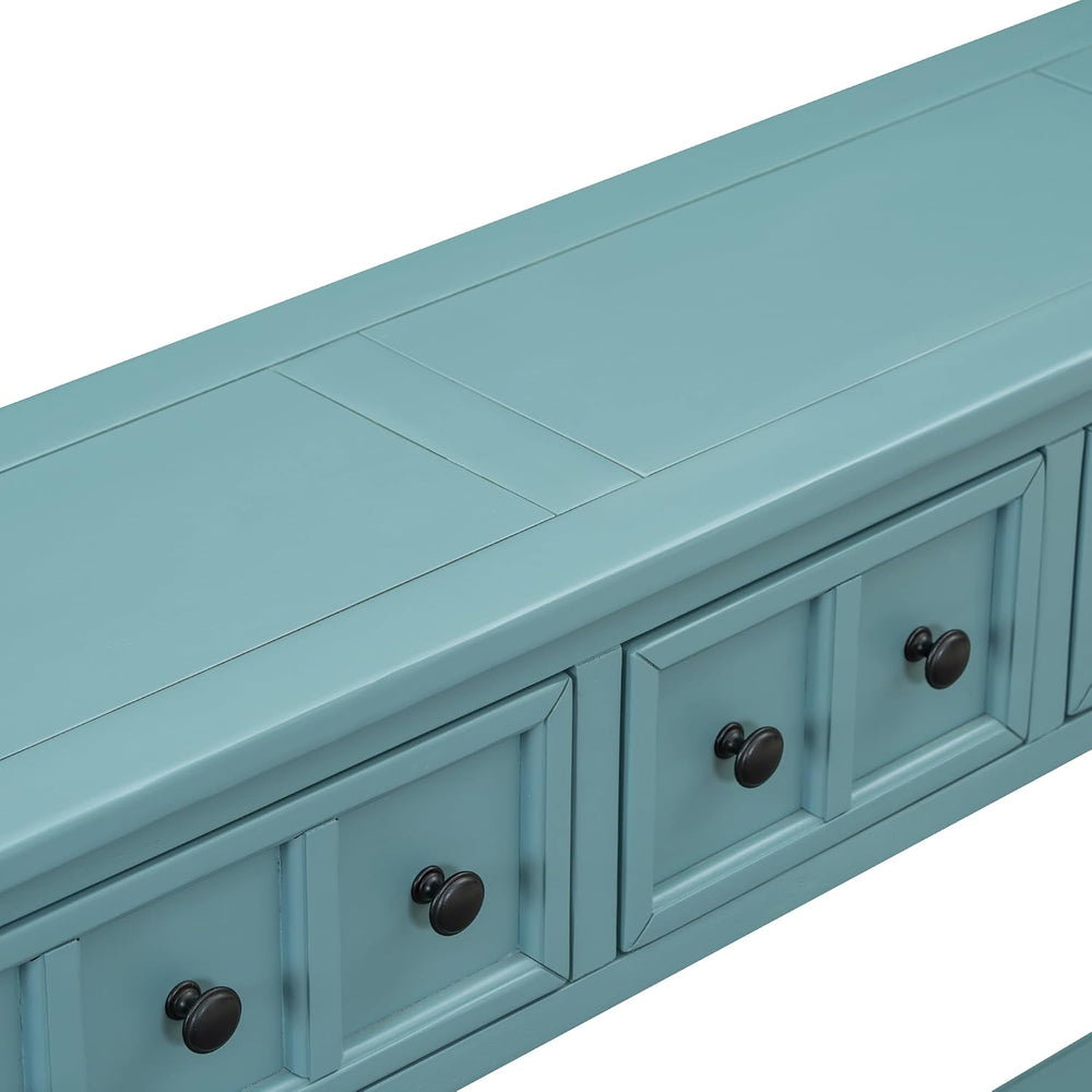 Merax 60" Long Entryway Table with 2 Size Drawers, Turquoise Green | Rus...