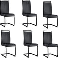 AZmac Modern Leather Dining Chairs Set of 6,Armless Kitchen Chairs,Dining Room Chairs with Upholstered Padded Seat and Sturdy Black Legs for Dining Room,Kitchen (Set of 6, Black-Black Leg)