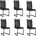 AZmac Modern Leather Dining Chairs Set of 6,Armless Kitchen Chairs,Dining Room Chairs with Upholstered Padded Seat and Sturdy Black Legs for Dining Room,Kitchen (Set of 6, Black-Black Leg)