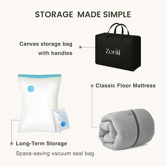 ZonLi Japanese Floor Futon Mattress Twin Size 39"x 80",100% Cotton Cover 2.5'' Thicken Tatami Mattress,Foldable Sleeping Pad,Portable Dormitory Tatami Mat,Roll Up Floor Lounger Bed for Adult