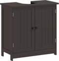 HOMCOM Under Sink Bathroom Cabinet, Pedestal Sink Storage Cabinet with 2 Doors, Shelf and U-Shape, Coffee