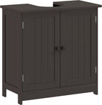 HOMCOM Under Sink Bathroom Cabinet, Pedestal Sink Storage Cabinet with 2 Doors, Shelf and U-Shape, Coffee