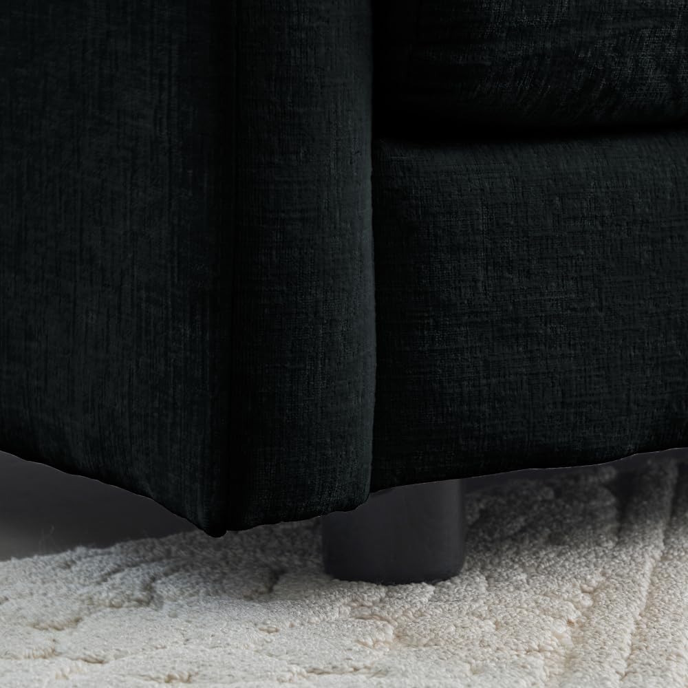 Chenille Ottoman Footrest for 2, 3, and 4 Seater Sofas, Black