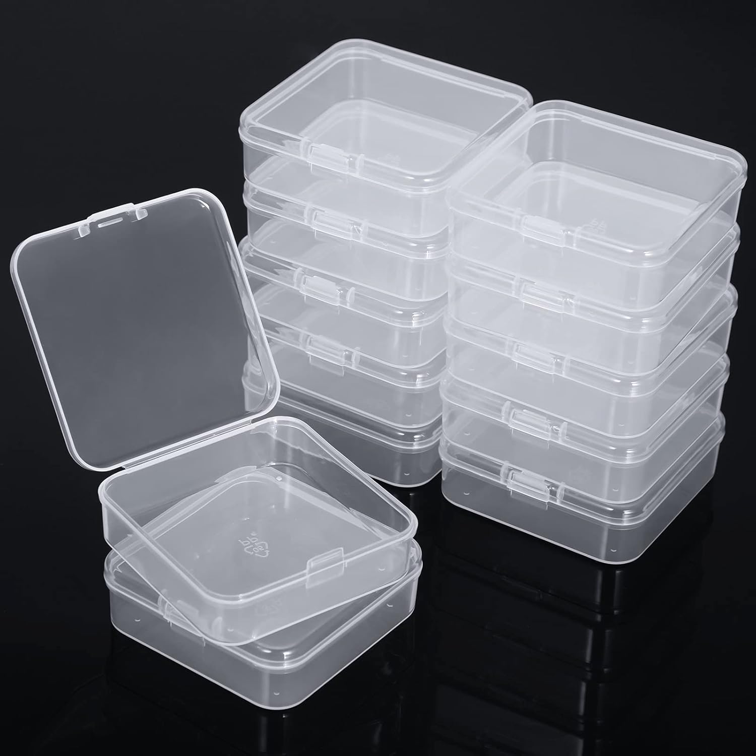 SATINIOR 48 Packs Clear Small Plastic Containers Transparent Storage Box with Hinged Lid for Small Items Crafts Jewelry (2.52 x 2.52 x 0.79 Inches)