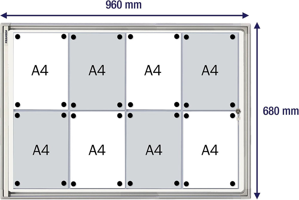 Franken FSA1 Flat Display 1 x ISO A4, Aluminium Frame 8X A4 White