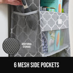 GORILLA GRIP Large Capacity Closet Organizer, 5 Deep Shelves, Holds 50lbs, Over the Door Organizers 6 Mesh Pockets, Shelf Storage for Clothes Crafts Essentials, 3 Metal Hooks, 58x15 Inches, Quatrefoil