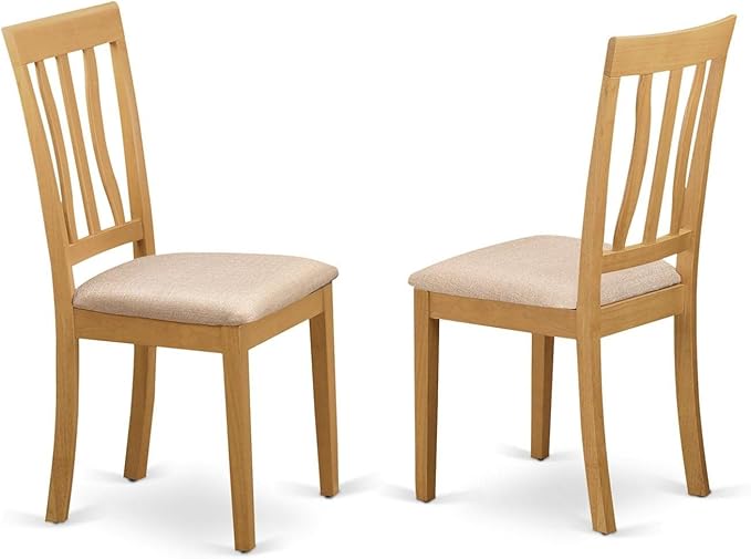 East West Furniture MZAN5-OAK-C 5 Piece Dinette Set for 4 Includes a Rectangle Dining Table with Dropleaf and 4 Linen Fabric Dining Room Chairs, 36x54 Inch, Oak