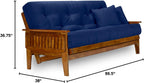 Eastridge Futon Set - Queen Size, Frame, 8" Mattress, Twill Royal Blue Cover