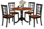 East West Furniture DLNI5-BCH-W 5 Piece Modern Dining Table Set Includes a Round Wooden Table with Dropleaf and 4 Dining Chairs, 42x42 Inch, Black & Cherry