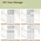 Iwell Tall Bathroom Cabinet, Storage Cabinet with Adjustable Shelves, Bathroom Storage Cabinet for Living Room, Dining Room, Entryway, White