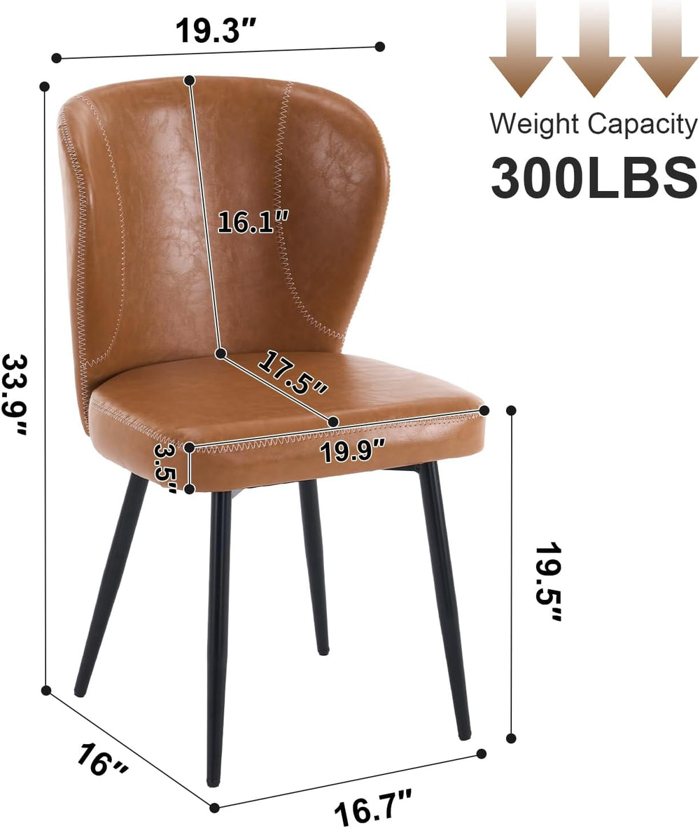 Dining Chairs Set of 2, Upholstered Synthetic Leather Kitchen Chairs, Mid-Cen...