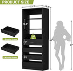 Aheaplus 21.3" Closet System with 4 Drawers, Wood Closet Organizer with Open Shelves, Modular Drawers System Tower, Walk-in Small Wardrobe Rack, Tall Storage Cabinet Unit, Black