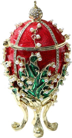 Hand Painted Trinket Box Enamel Faberge Egg Vintage Jewelry Box Pink Easter Egg Hinged Metal Jewelry Organizer Decorative Treasure Box Unique Gifts