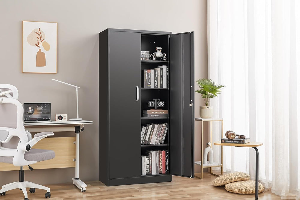 Guizeeopo Metal Storage Cabinet with Adjustable Shelves, Garage Storage Cabin...