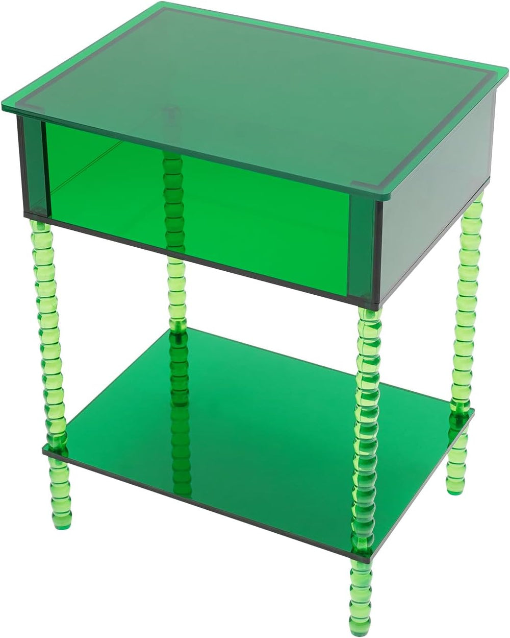 3 Tier Side Table, Acrylic End Table with Storage Shelf, Floorstanding Nights...