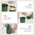 Butter Crock for Counter with Water, French Butter Keeper for Spreadable Butter Ceramic Butter Dish with Lid for Countertop, Butter Container Holder, Home Kitchen Decor (Green, M)