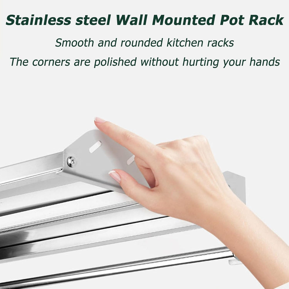 Stainless Steel Wall Mounted Microwave Oven Rack with Pot and Pan Holders Kit...