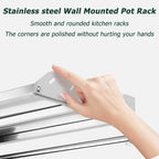 Stainless Steel Wall Mounted Microwave Oven Rack with Pot and Pan Holders Kitchen Storage Organizer for Electric Oven Space Saving Metal Shelving Rack for Cookware Storage.