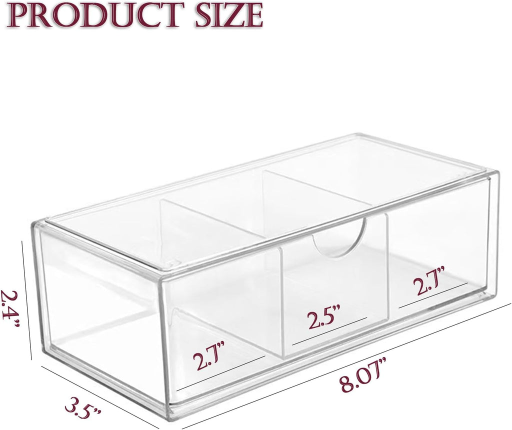 Hair Accessories Organizer for Girls, Clear Acrylic Hair Tie Organizer, or Headband, bows，Cute Small Stackable Storage Drawer Container Caddy Box for Bathroom Vanity Countertop