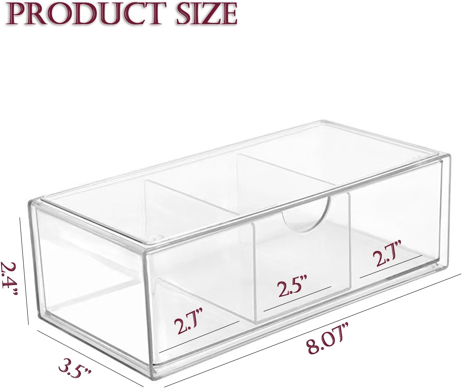 Hair Accessories Organizer for Girls, Clear Acrylic Hair Tie Organizer, or Headband, bows，Cute Small Stackable Storage Drawer Container Caddy Box for Bathroom Vanity Countertop