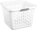 Sterilite Laundry Basket, Plastic Clothes Hamper, Large Square Bin with Comfort Grip Handles and Reinforced Rim, 1.5 Bushel Capacity, White, 18 Pack