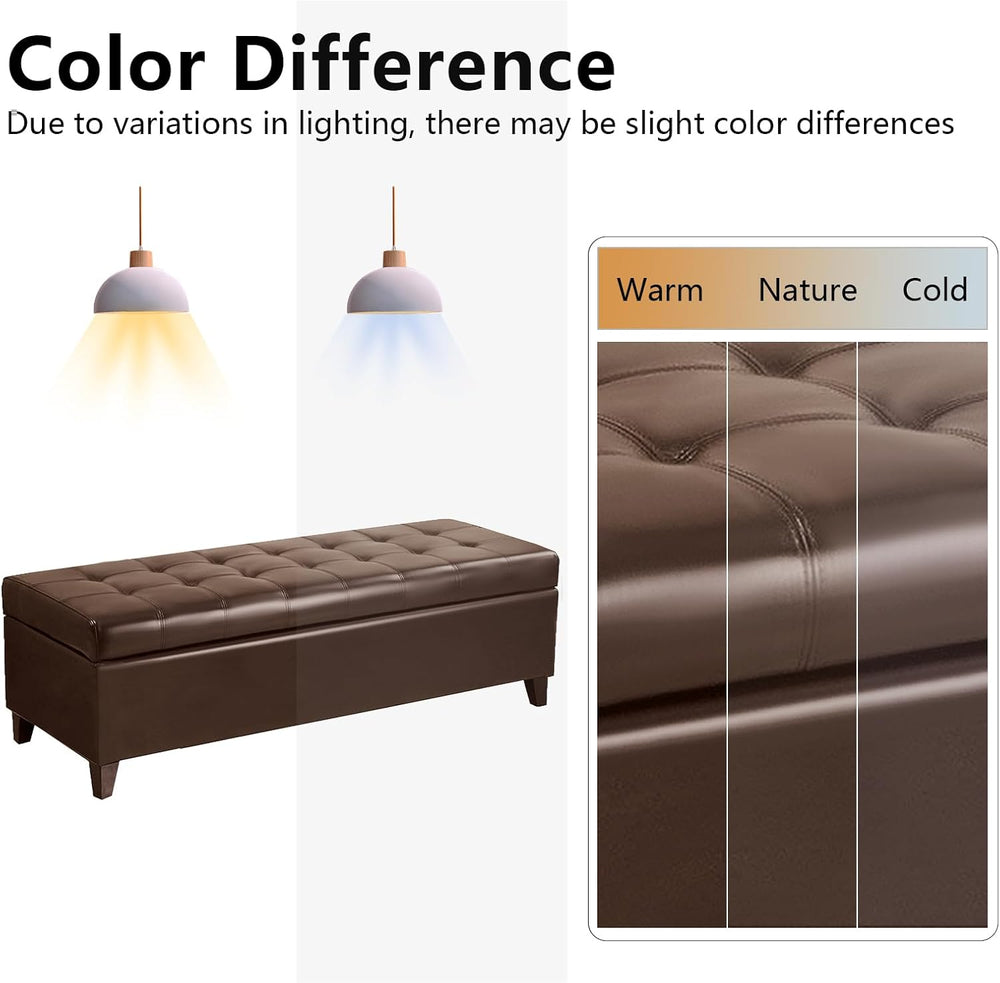 Joveco 51 Inch Storage Bench,Leather Tufted Storage Ottoman with Legs | Safet...