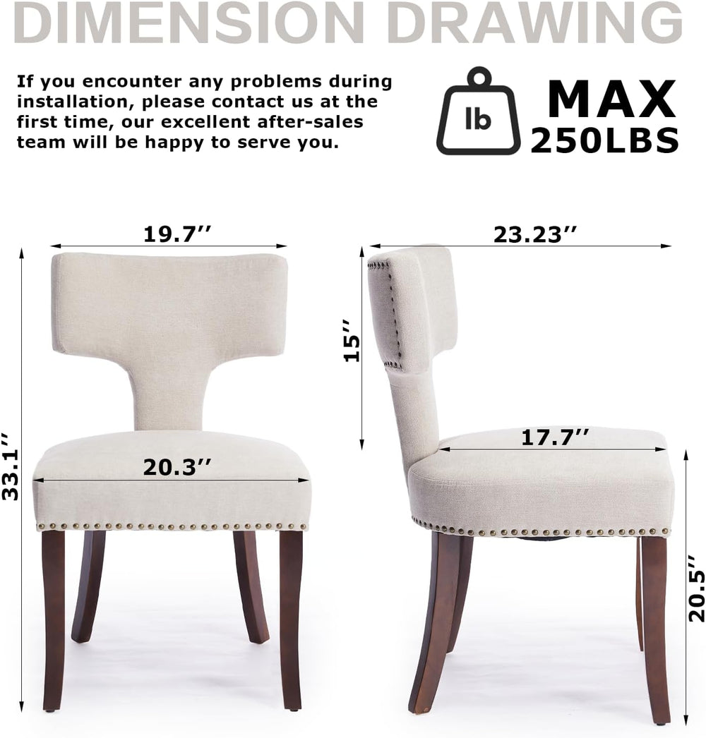 SoarFlash Modern Wooden Dining Chairs Set of 6, Farmhouse Linen Fabric Uphols...