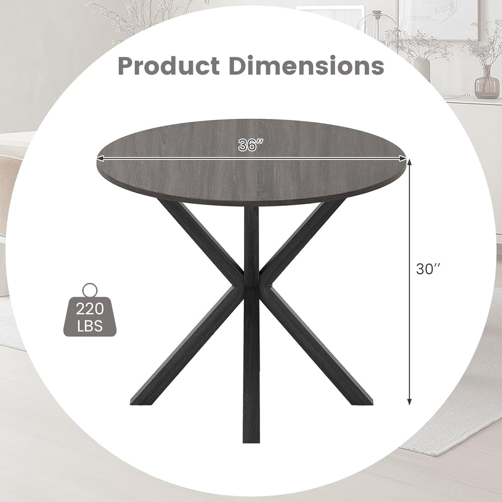 GOFLAME 36” Round Dining Table for 4 People, Wooden Kitchen Table with Inters...