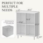 Wood Cube Storage Organizer White Bookshelf - 2-Tier Freestanding Storage Cabinet with Legs for Home Office, 4-Cubes Open Shelf